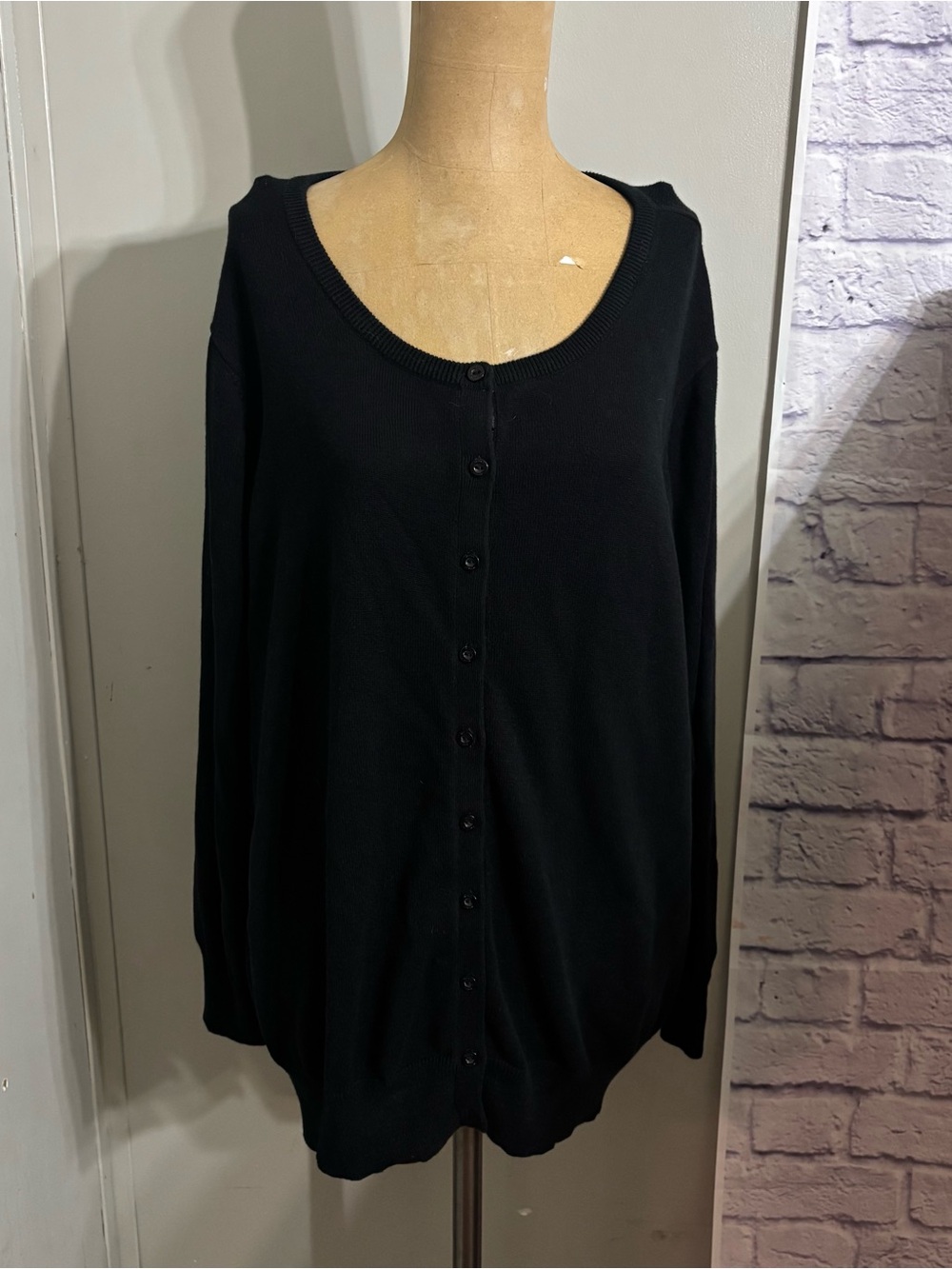 Jessica London Black Cardigan Sweater Plus Size 18/20 Button Front Long Sleeve